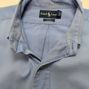 Chemise Ralph Lauren XL Blake Bleu Oxford Logo Rose Coton Épais Manches longues