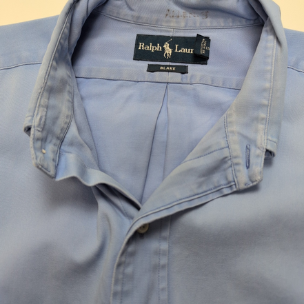 Chemise Ralph Lauren XL Blake Bleu Oxford Logo Rose Coton Épais Manches longues