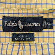 Chemise Polo Ralph Lauren Shirt Blake XL XXL Carreaux Jaune Bleu Button Down