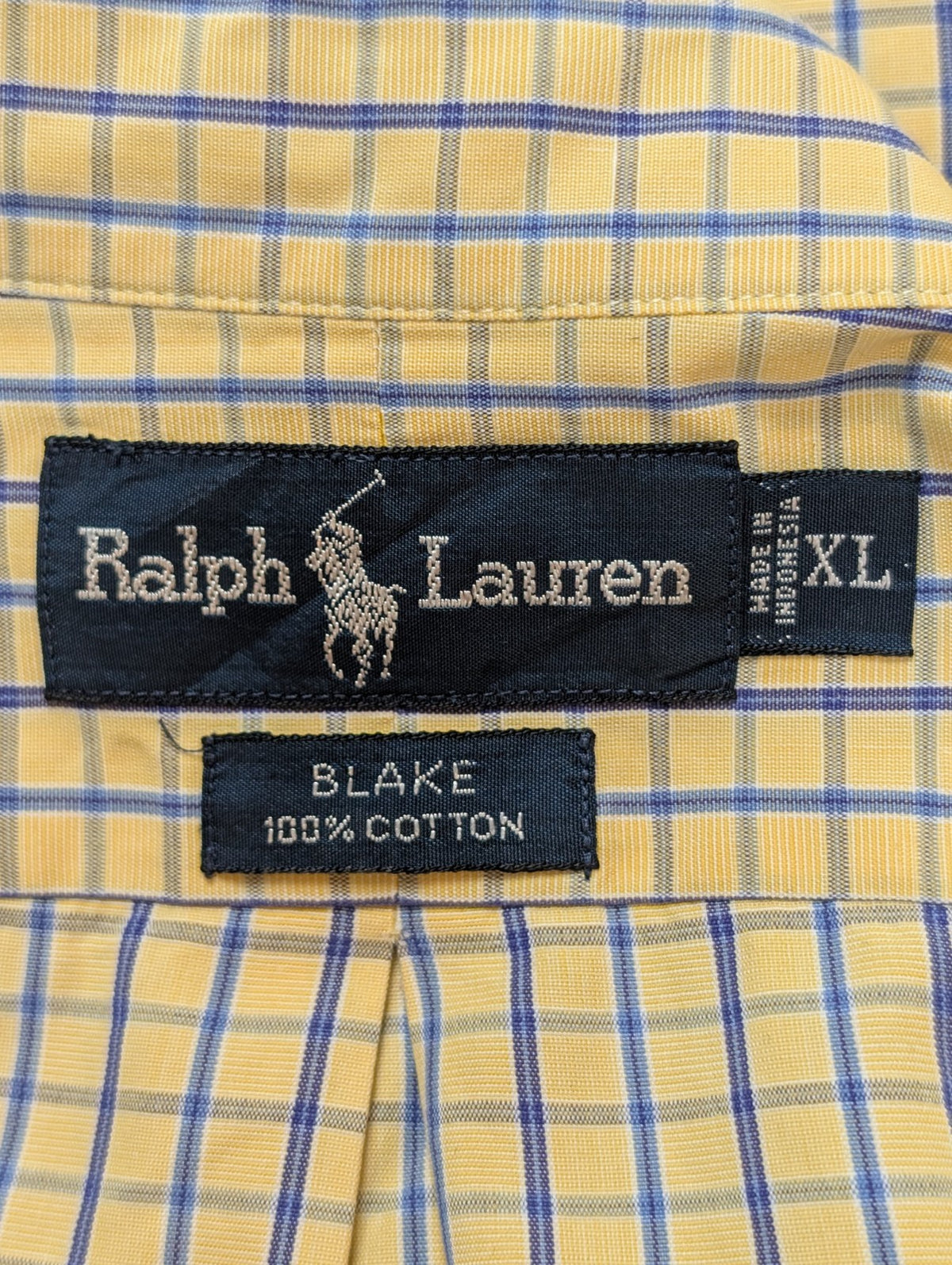 Chemise Polo Ralph Lauren Shirt Blake XL XXL Carreaux Jaune Bleu Button Down