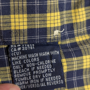 Chemise Tommy Hilfiger jaune à carreaux manches courtes taille L Vintage homme