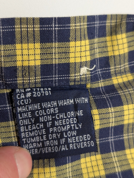 Chemise Tommy Hilfiger jaune à carreaux manches courtes taille L Vintage homme