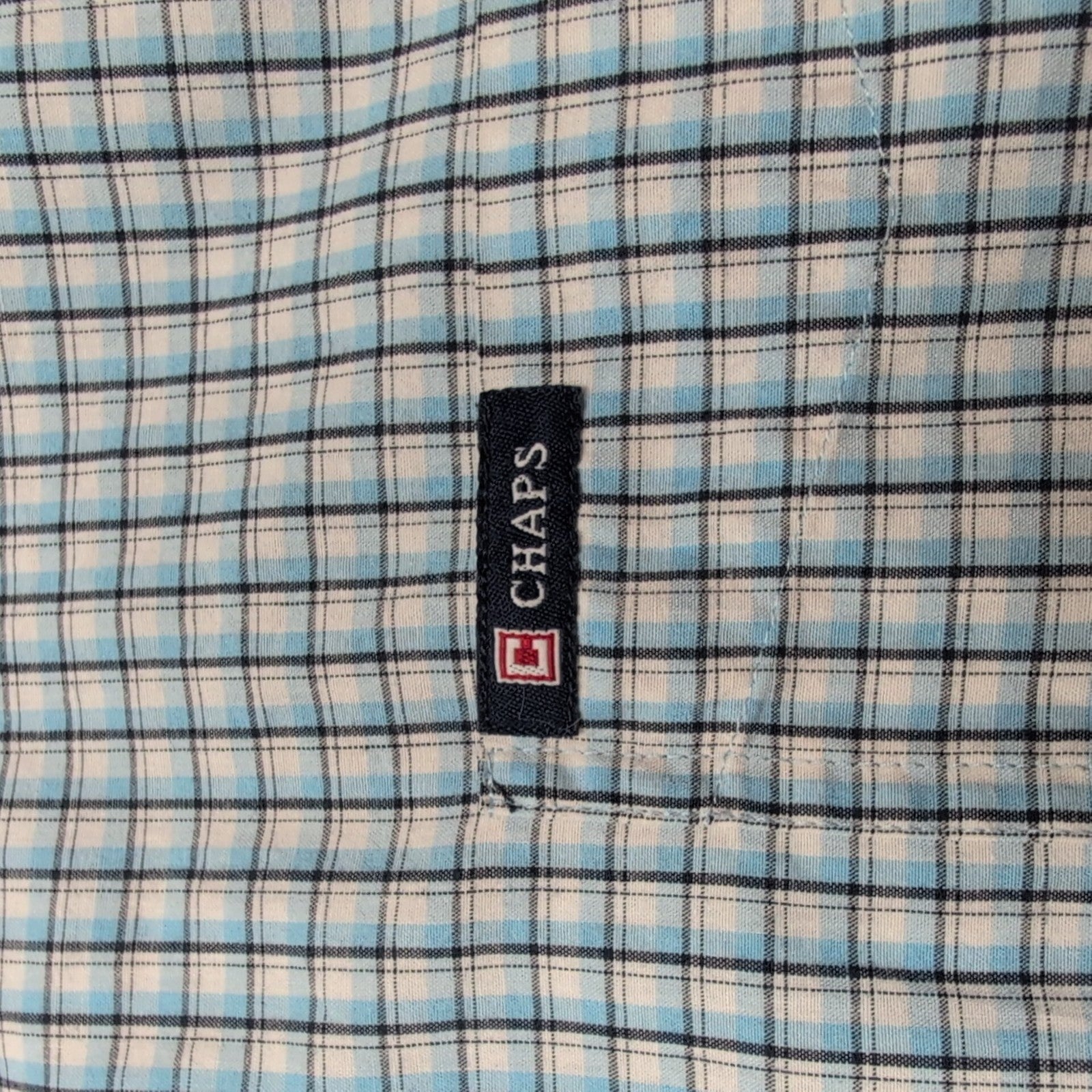 Chemise CHAPS bleue à carreaux manches courtes taille XL #6e