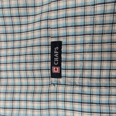 Chemise CHAPS bleue à carreaux manches courtes taille XL #6e