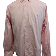 Chemise Polo Ralph Lauren Custom Fit Rose Pâle Logo Bleu Ciel  Taille L