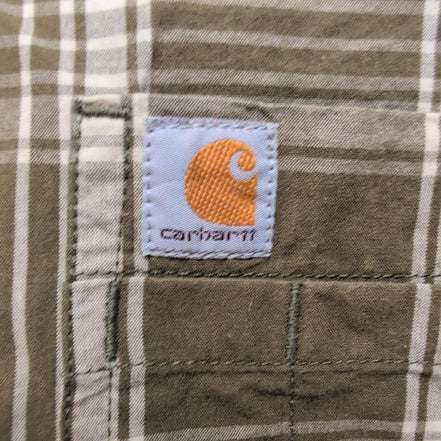 Chemise Carhartt XL Kaki Carreaux 3 Poches Coton Manches Courtes