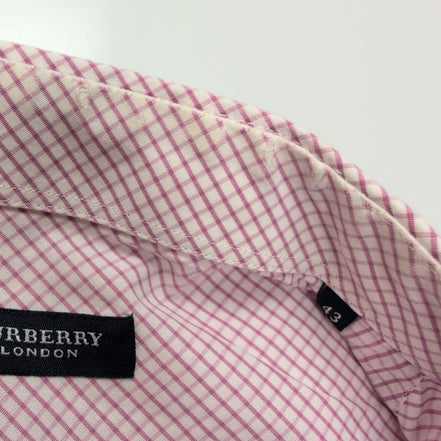 Chemise BURBERRY 100% Coton Rose Fuchsia L Logo Brodé Manches Longues