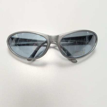 KAKIKO Lunettes de Soleil Ovales Gris Brillant Y2K Verres Légèrement Teintés
