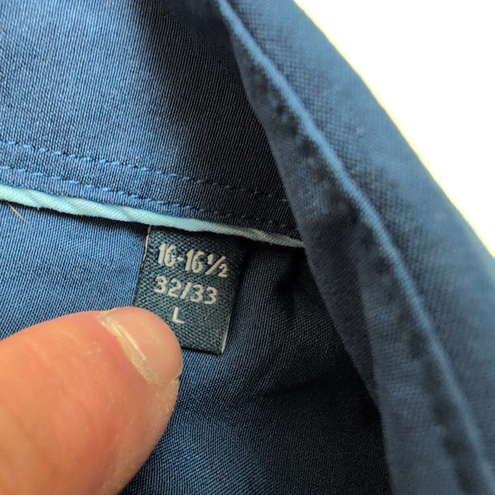 Chemise Nautica L XL Bleu Uni Slim Fit Stretch Logo Brodé manches longues