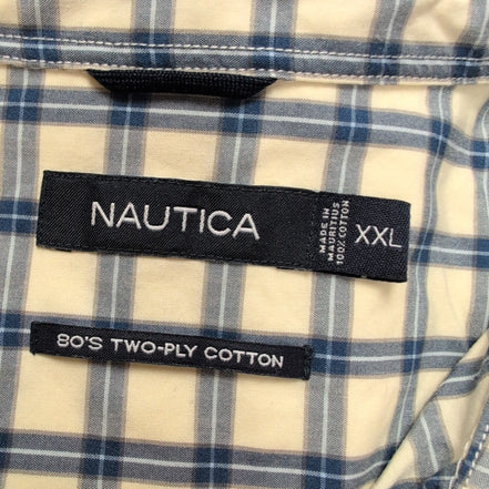Chemise Nautica XXL Beige Carreaux 100% Coton Made in Mauritius