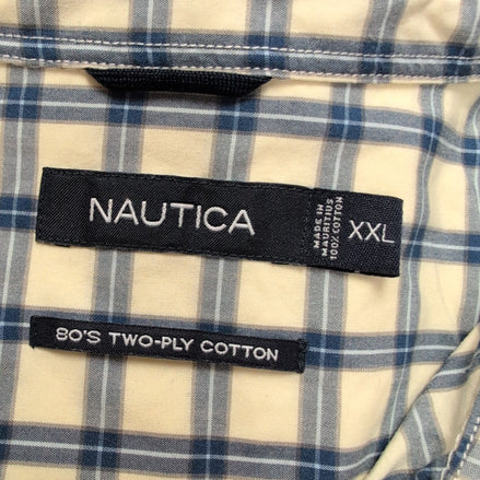 Chemise Nautica XXL Beige Carreaux 100% Coton Made in Mauritius