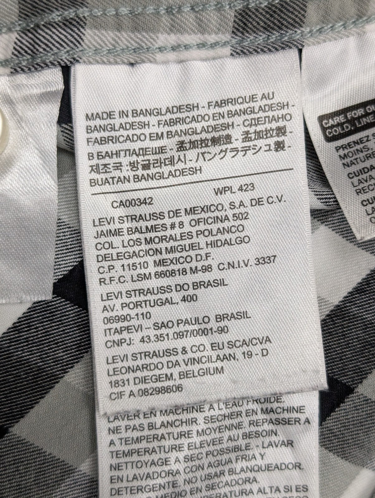 Chemise Levi's Western Noir et Blanc Carreaux Pressions Nacrées - Taille L