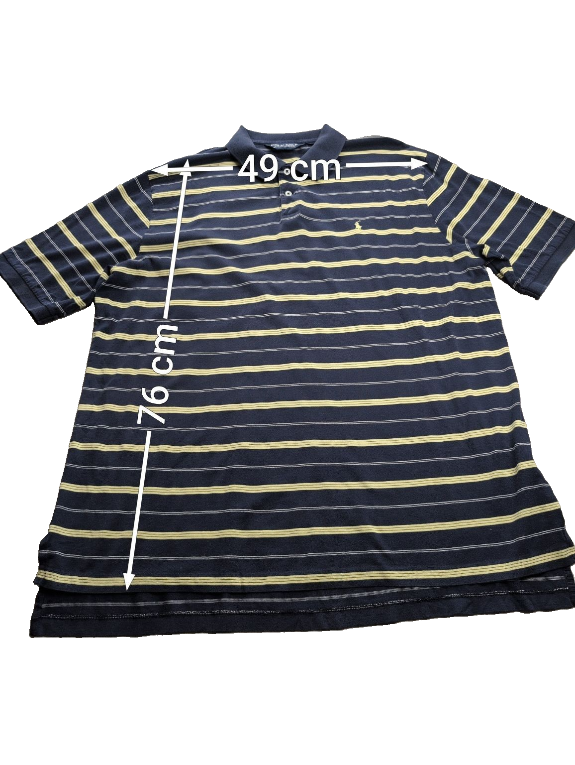 Polo manches courtes Polo Ralph Lauren Golf XL marine rayures jaunes coton Pima