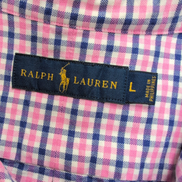 Chemise Ralph Lauren L Rose Carreaux Bleus Oxford Button Down Logo Marron