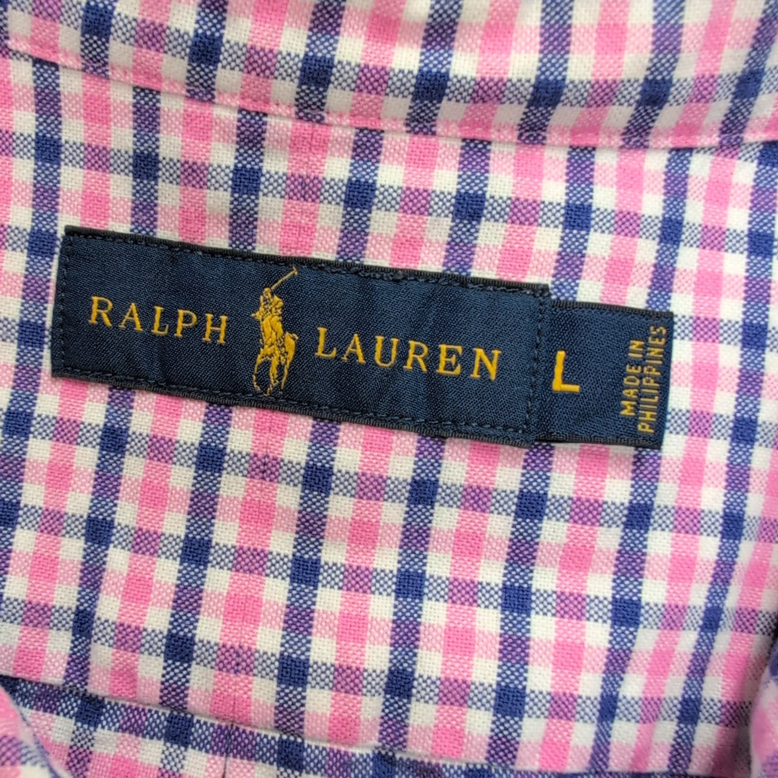 Chemise Ralph Lauren L Rose Carreaux Bleus Oxford Button Down Logo Marron