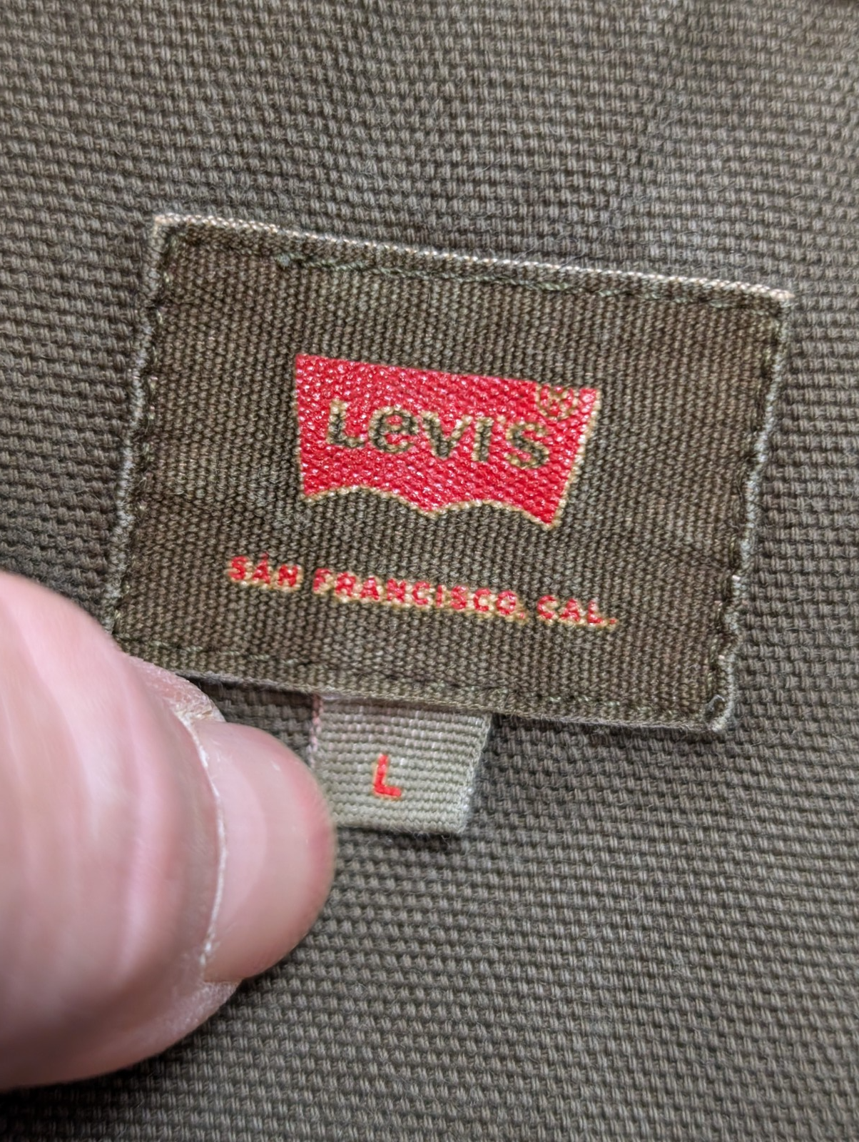 Chemise LEVI'S Vintage Kaki Coton Épais Boutons Métal M. Longues Taille L