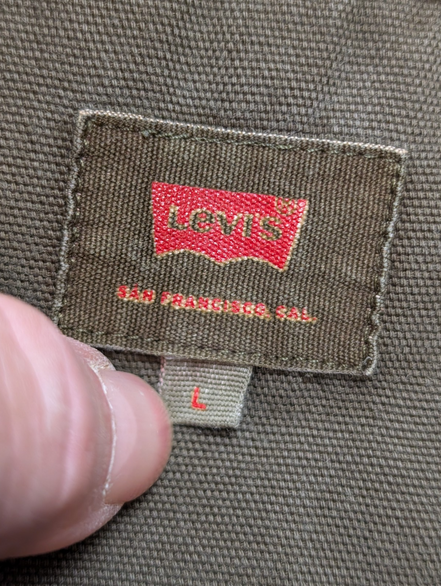 Chemise LEVI'S Vintage Kaki Coton Épais Boutons Métal M. Longues Taille L