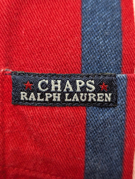 Chemise CHAPS Ralph Lauren rouge rayures shirt button down coton L