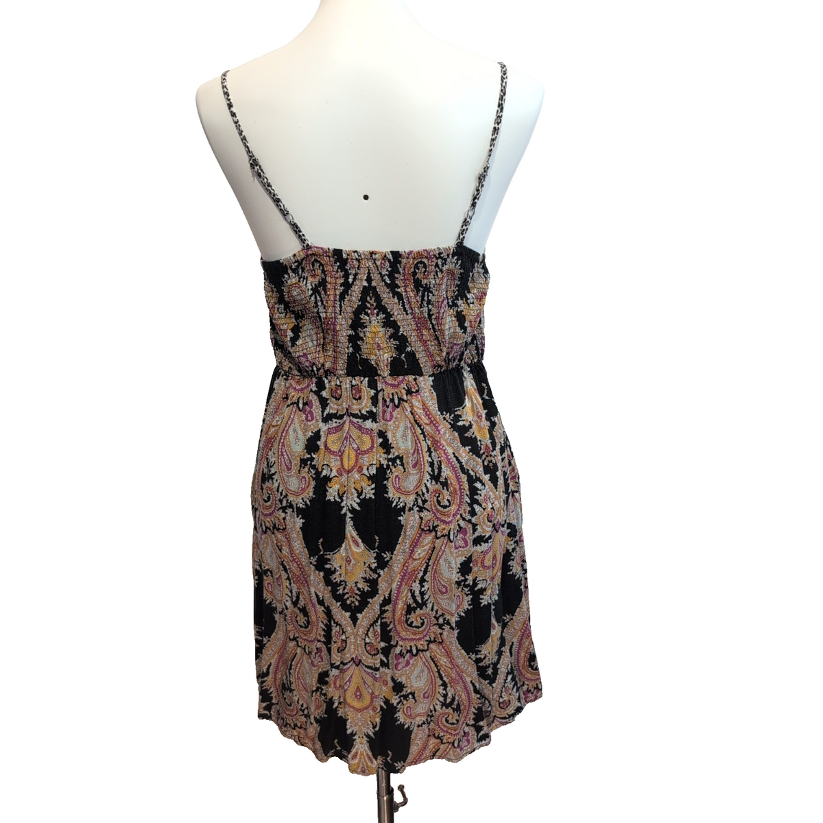 Robe d'été Femme Noir Motif Paisley Rayonne Bretelles Réglables M/L