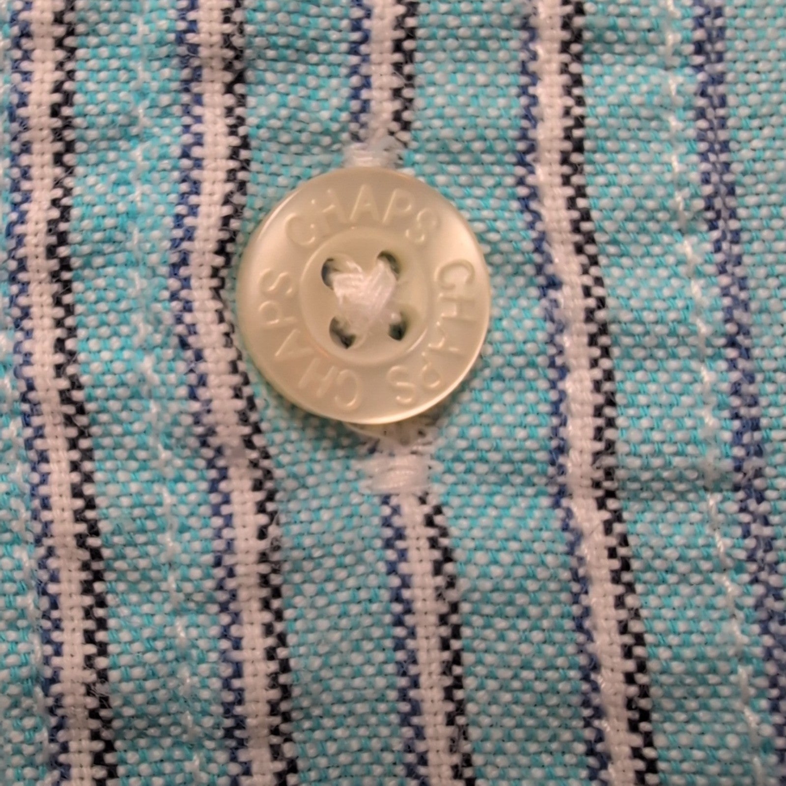 Chemise Chaps turquoise rayures blanches manches longues 1 poche XXLTG (3XL)