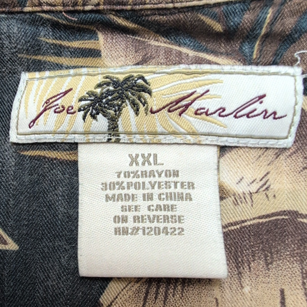 Chemise Hawaïenne Joe Marlin Rayonne Feuillage Marron XXL manches courtes