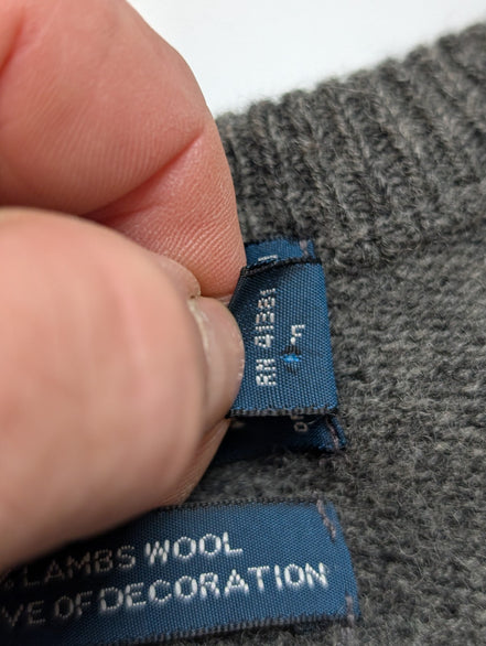 Pull Polo Ralph Lauren Gris Logo Violet - 100% Laine d'Agneau L (Ajusté)