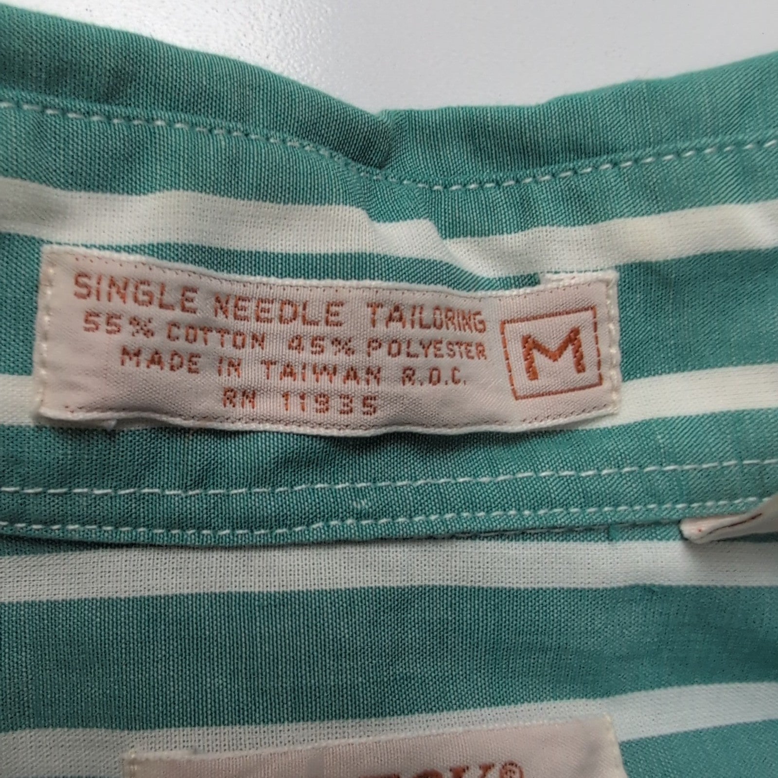 Chemise The Fox Collection M Vert Rayures Made in Taiwan Poche Boutonnée