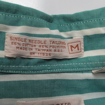 Chemise The Fox Collection M Vert Rayures Made in Taiwan Poche Boutonnée