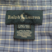 Chemise Polo Ralph Lauren Shirt Enfant XL 16 18 Ans Custom Fit Carreaux Bleu