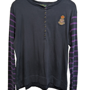 Pull LAUREN Jeans Co Ralph Lauren XL marine rayures violet écusson brodé