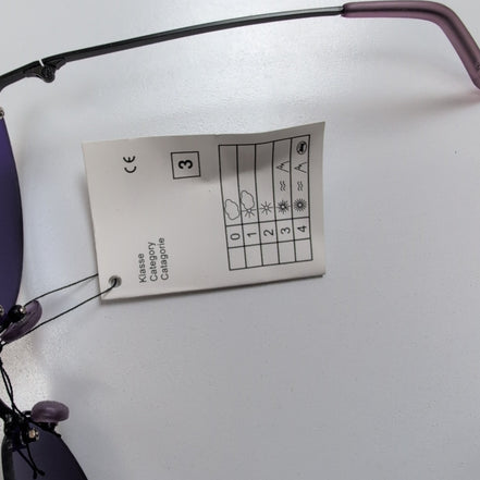 Lunettes de soleil Y2K Sans Monture Verres Ovales Violet et Métal Noir Mat
