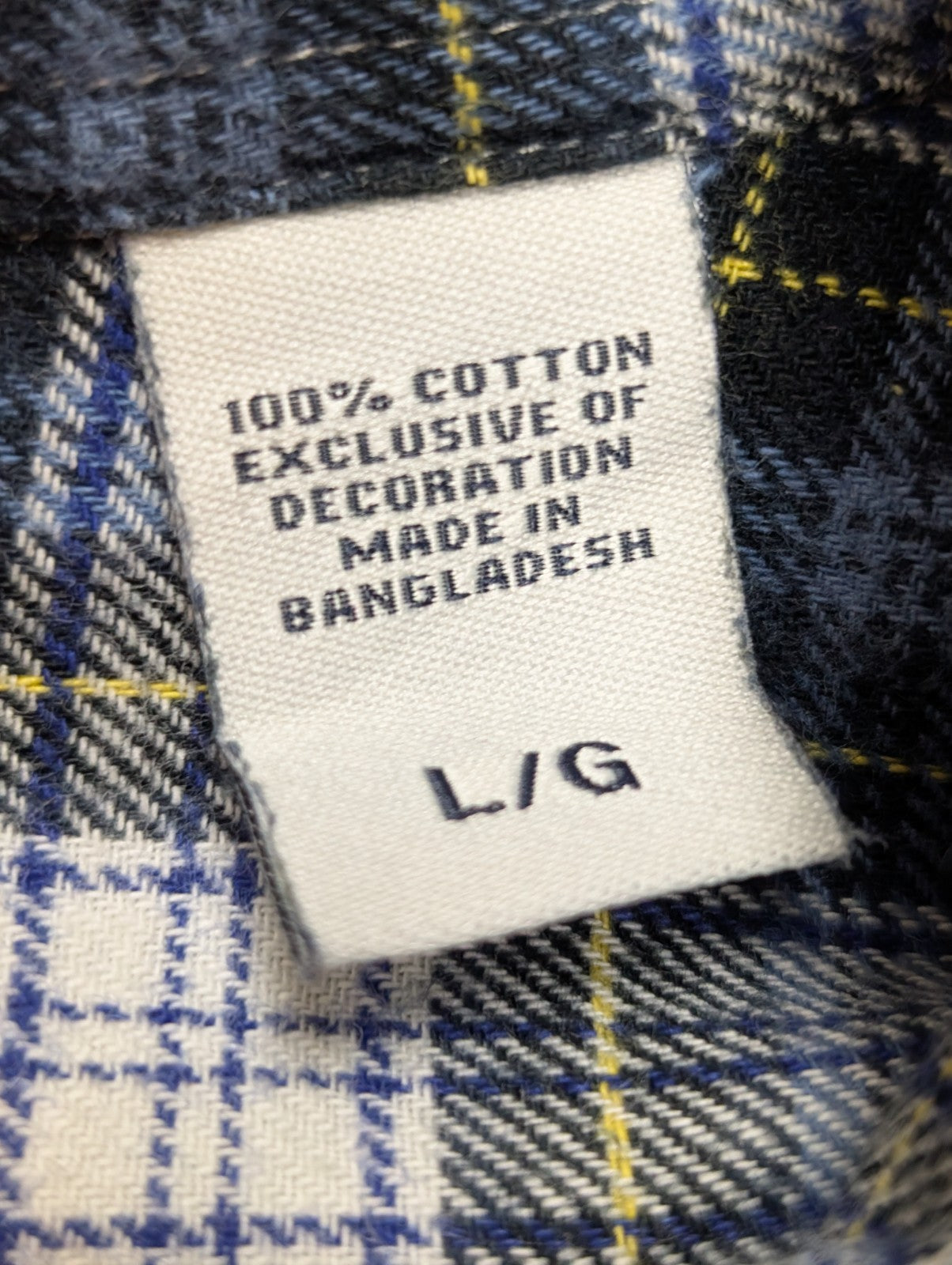🐻 CHEMISE FLANELLE CHAPS L (G) CARREAUX BLEU JAUNE LOGO BRODÉ