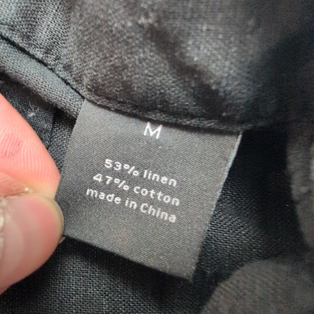 Chemise Sean John M Noire Lin Coton 2 Poches Manches Courtes