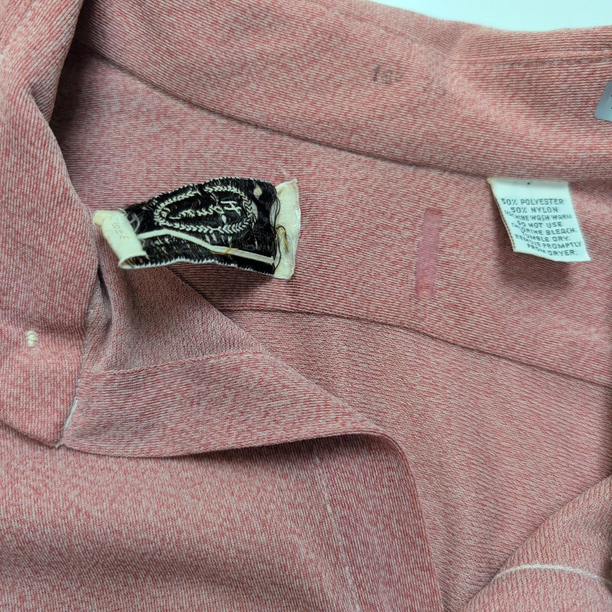 Chemise Forum Vintage Années 70 M Rouge Chiné Col Pointe Stretch Poche