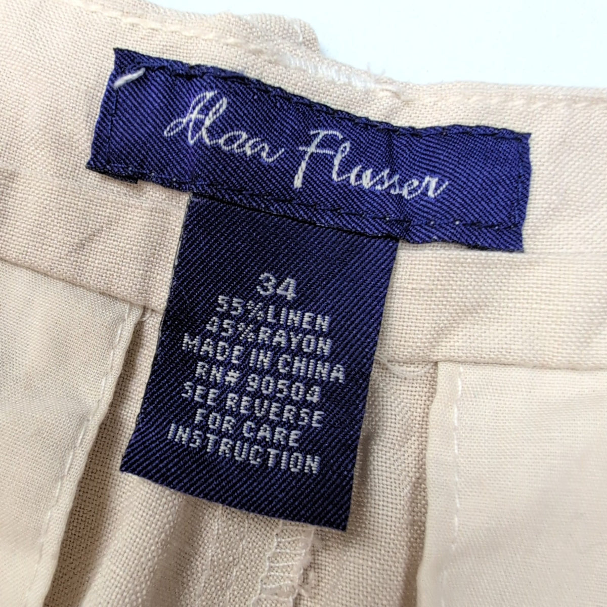Short chino Alan Flusser crème lin/viscose W34