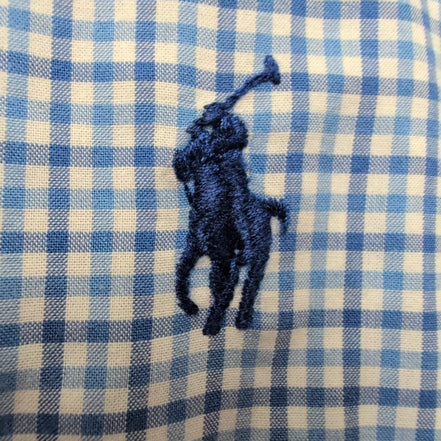 Chemise Ralph Lauren Taille L Bleue à Carreaux 100% Coton Logo Bleu Marine
