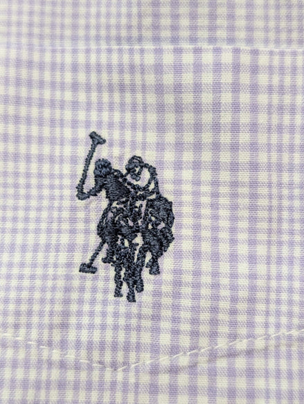 Chemise U.S. Polo ASSN lila violet manches longues à carreaux taille S