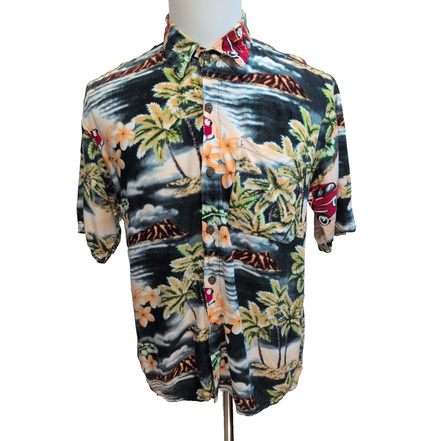 Chemise Hawaïenne XL 100% Rayonne Palmiers Voitures Multicolore