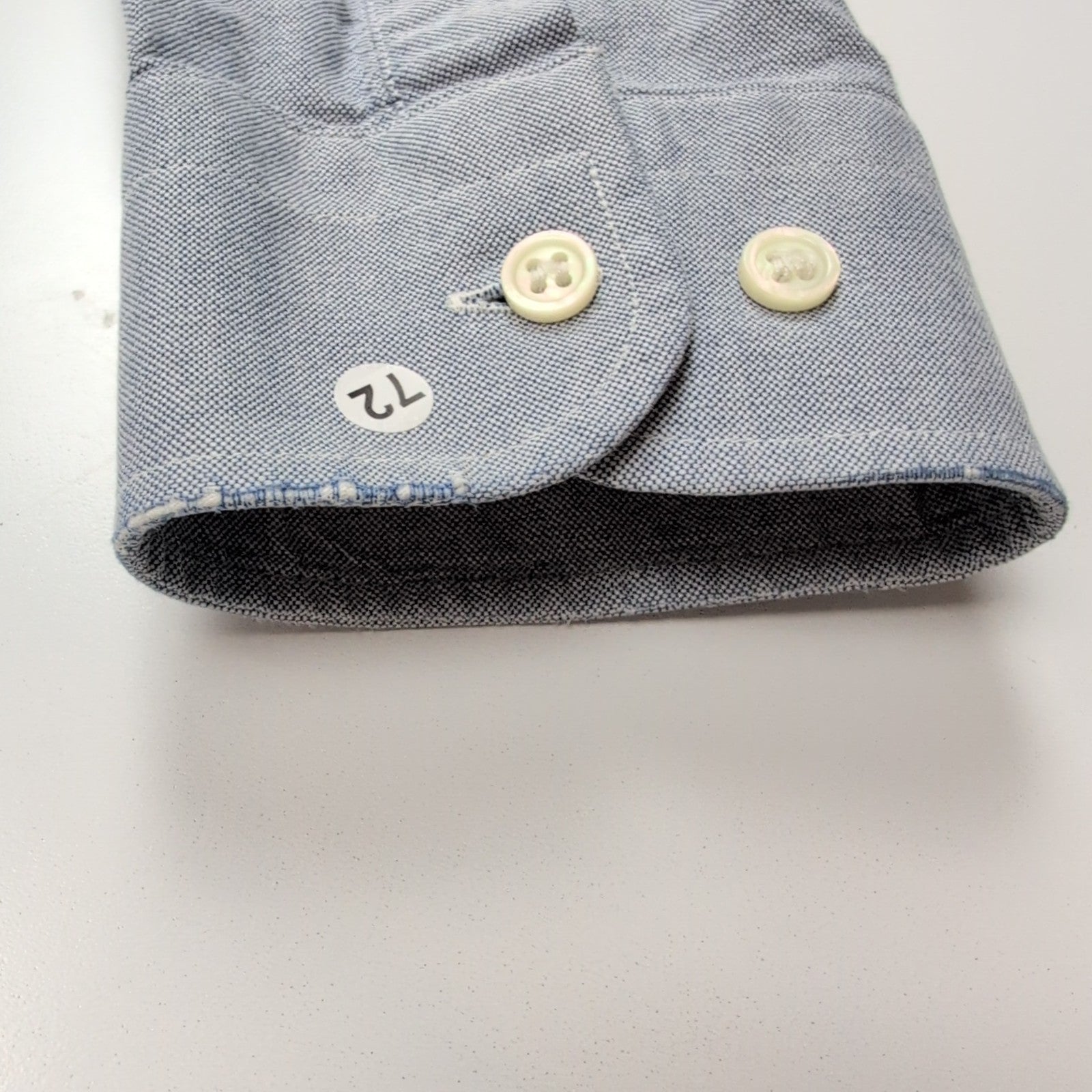 Chemise BURBERRY L Bleu Oxford Logo Rouge 100% Coton Manches Longues
