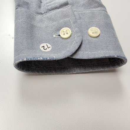 Chemise BURBERRY L Bleu Oxford Logo Rouge 100% Coton Manches Longues