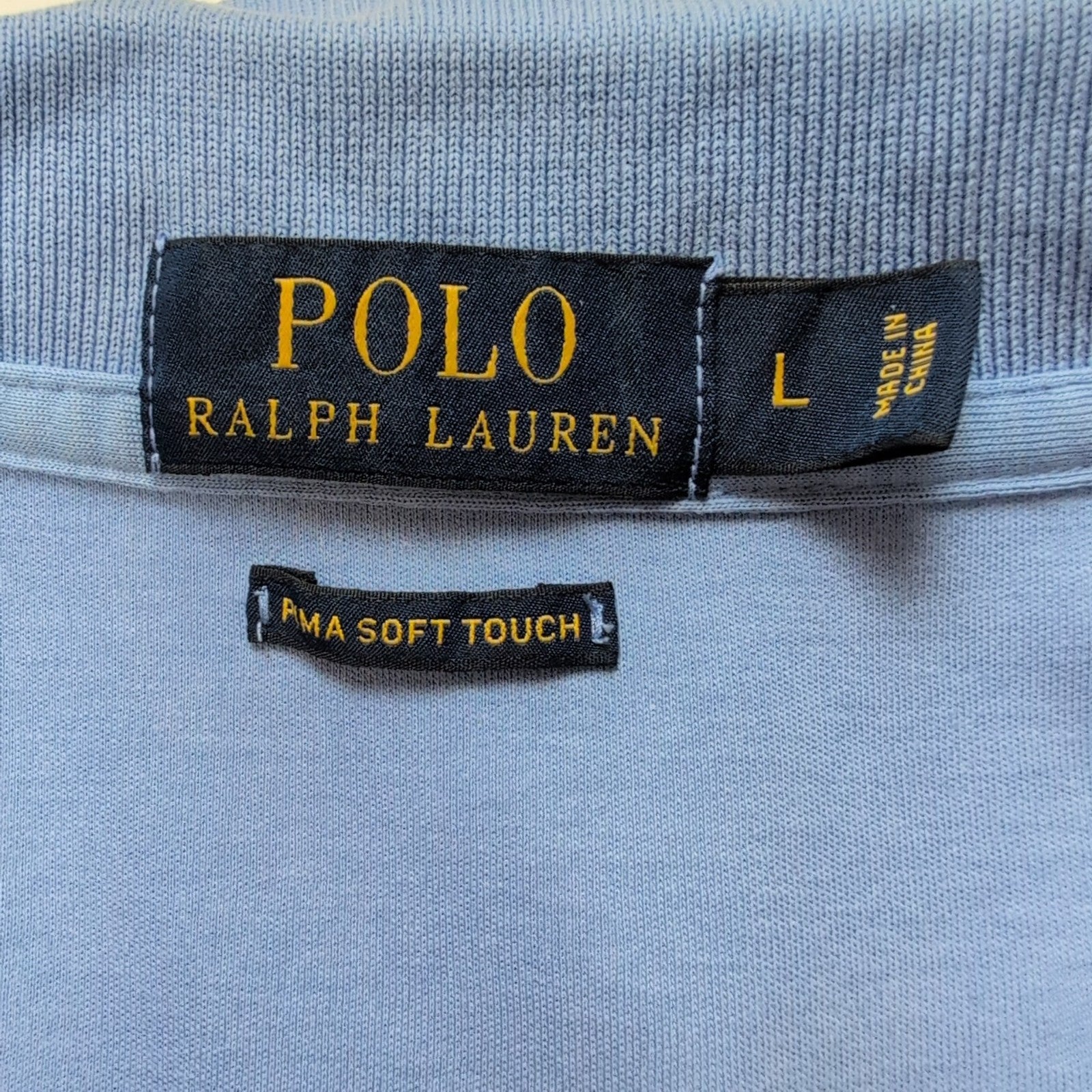 Polo Ralph Lauren Homme L Bleu Clair Logo Jaune Polo Manches Courtes