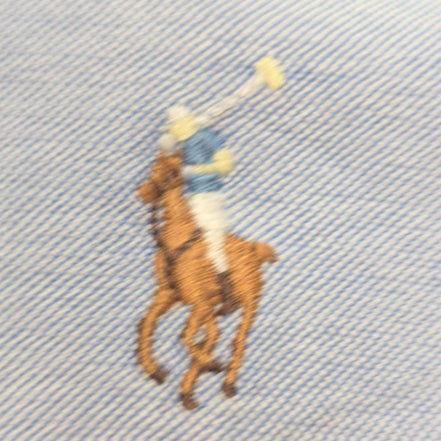 Chemise Ralph Lauren Blake M Bleu Clair Logo Marron Coton manches longues