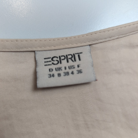 Blouse Esprit Femme 36 Beige Col V Manches Longues Poche Zippée