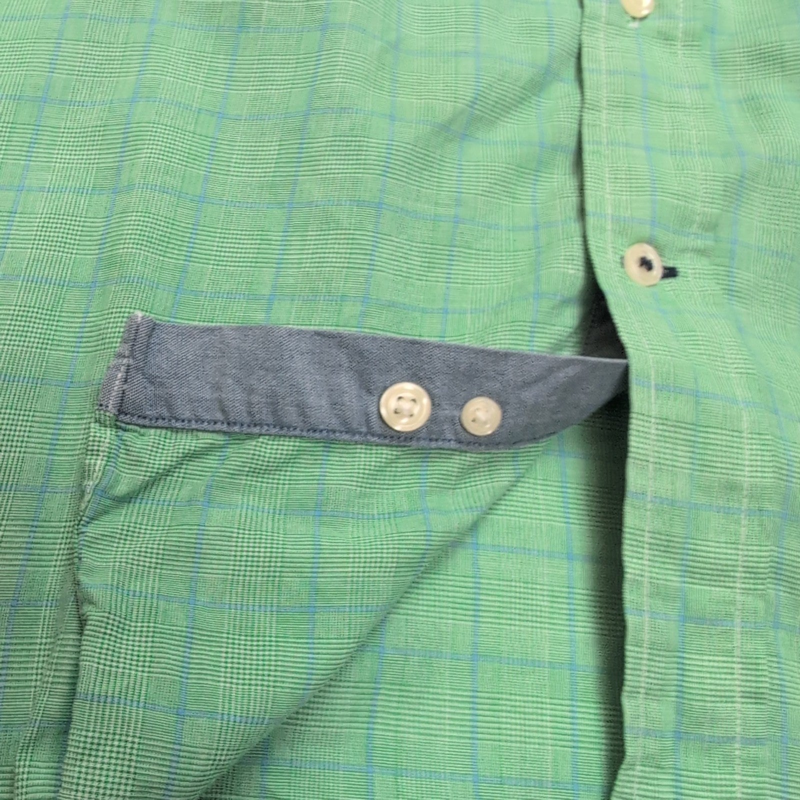 Chemise Nautica M Vert Carreaux 100% Coton Poche Logo Brodé Homme