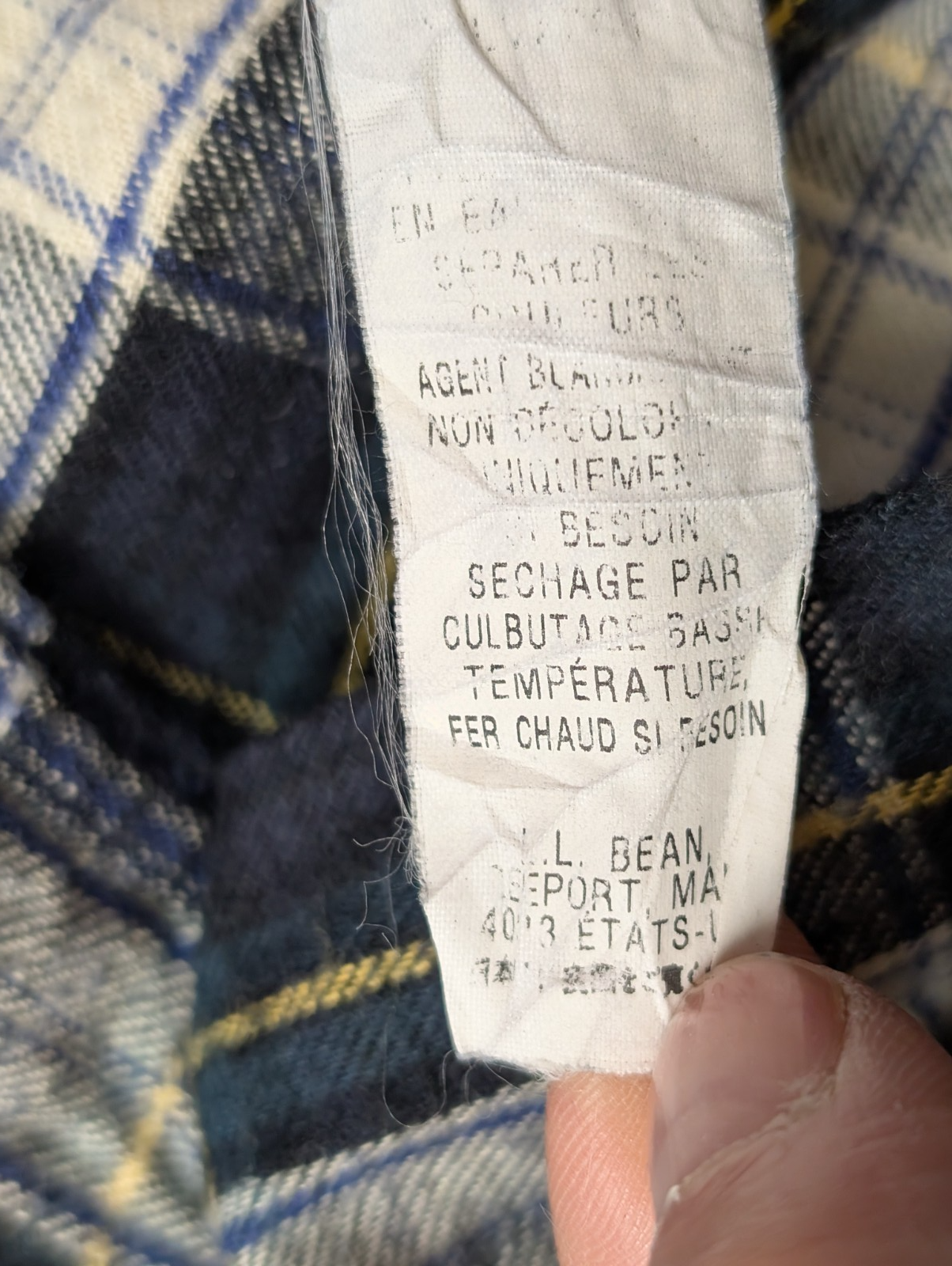 Chemise L.L.Bean Flanelle T.L - Carreaux Vert Foncé Jaune 100% Coton