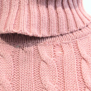 Pull L.L.Bean Femme L Rose Poudré Col Roulé Torsadé 100% Coton