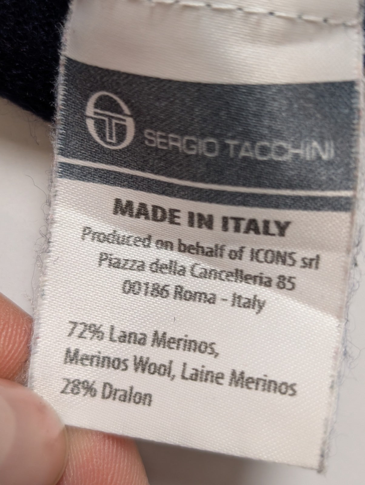 Gilet Boutonné SERGIO TACCHINI 72% Laine Mérinos Bleu Marine Homme Taille S