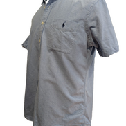 Chemise Ralph Lauren bleue manches courtes logo bleu avec poche taille M oxford 