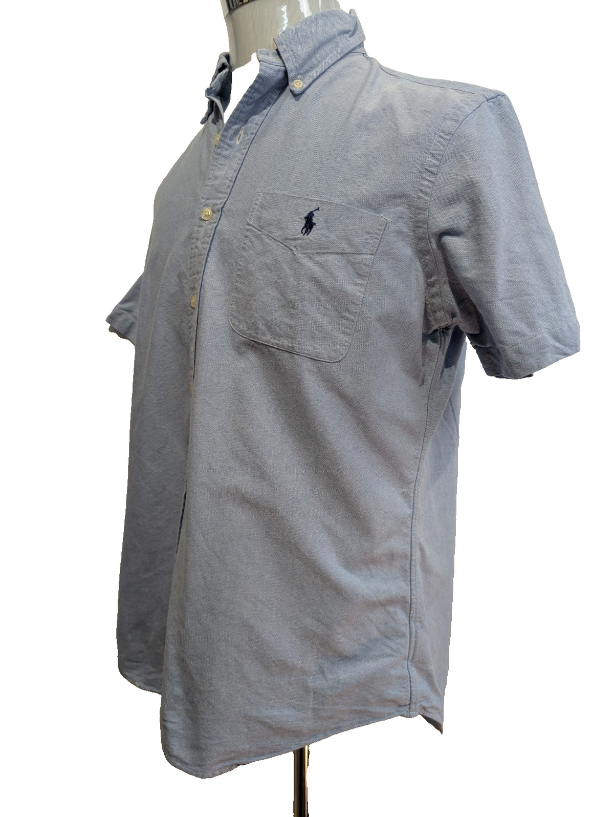 Chemise Ralph Lauren bleue manches courtes logo bleu avec poche taille M oxford 