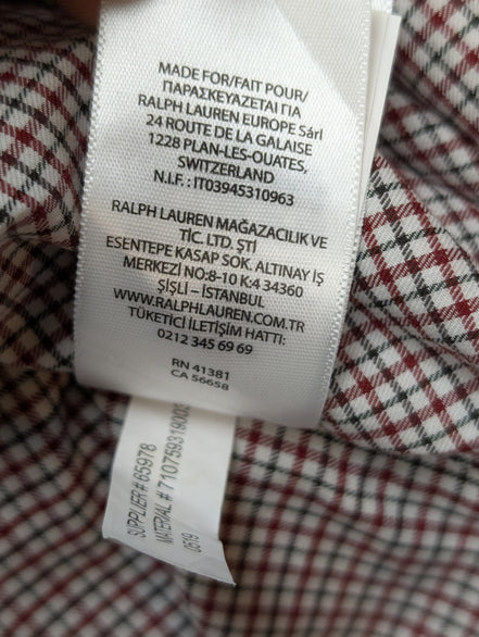 Chemise Ralph Lauren XXL Flanelle Carreaux Rouge Noir Shirt Button Down 3153